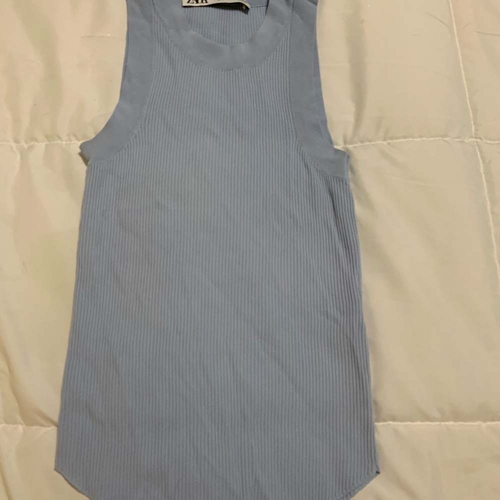 Zara Women's Light Blue Sleeveless Top